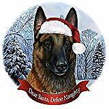 Holiday Pet Gifts Belgian Malinois Mahogany Dog Santa Hat Porcelain Ornament