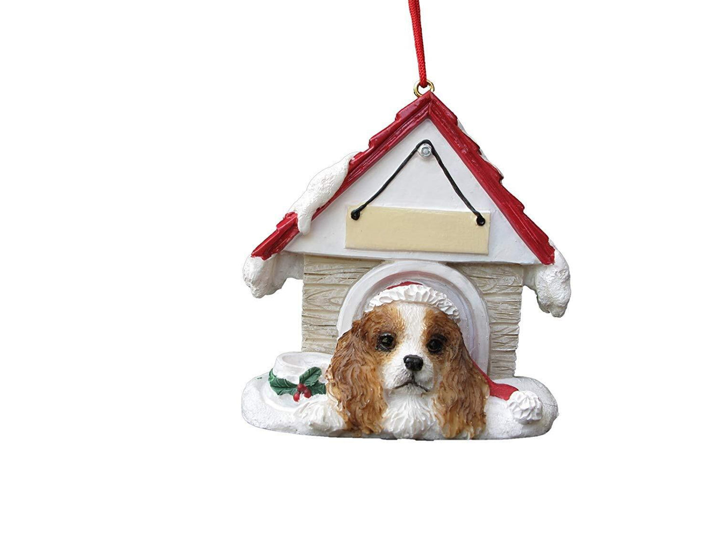 Cavalier King Charles Spaniel Brown Doghouse Christmas Ornament