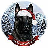 Holiday Pet Gifts Belgian Malinois Black Dog Santa Hat Porcelain Ornament