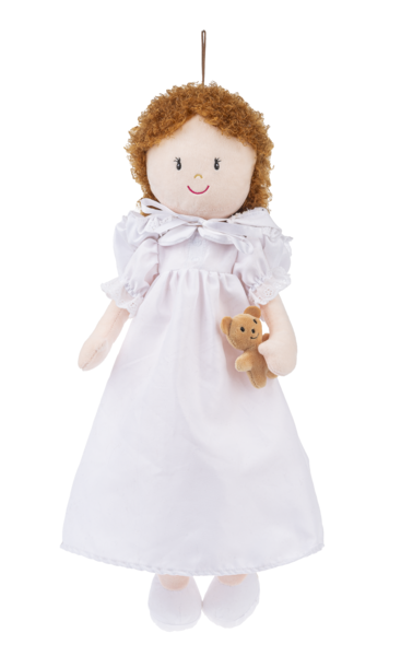 Ganz Victoria Rag Doll with Brown Curly Hair and Mini Teddy Bear, 20" H