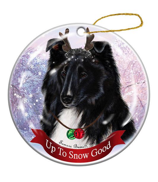 Holiday Pet Gifts Sheltie Black/White Dog Porcelain Christmas Ornament