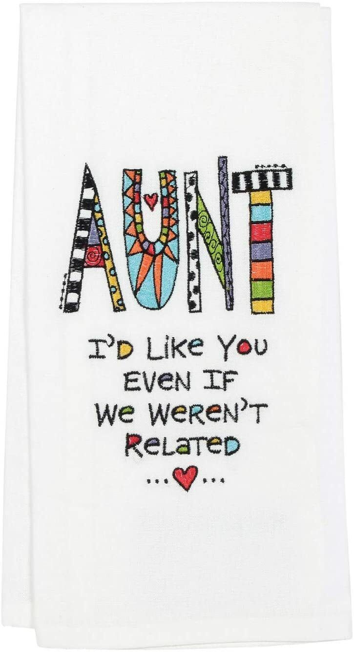 Our Name is Mud Cuppadoodle Aunt Embroidered Dish Cloth Tea Towel, 26.5"