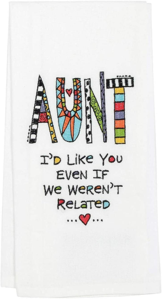 Our Name is Mud Cuppadoodle Aunt Embroidered Dish Cloth Tea Towel, 26.5"