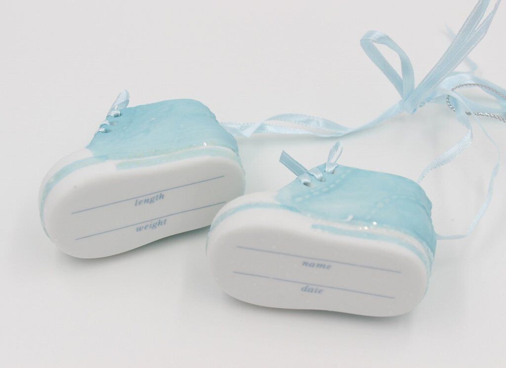 Ganz Baby Boy Blue Shoes Ornament, DIY Personalizable, 2 1/2" W, Set of 2 Shoes