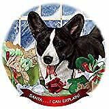 Cardigan Corgi Black Brindle Dog Porcelain Ornament 'Santa. I Can Explain!'