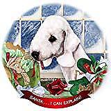 Bedlington Terrier White Dog Porcelain Ornament Pet Santa I Can Explain!
