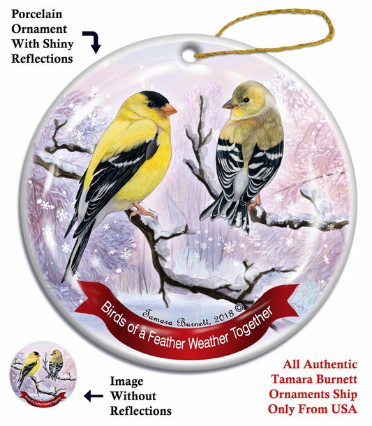 Holiday Pet Gifts American Goldfinch Bird Porcelain Christmas Ornament