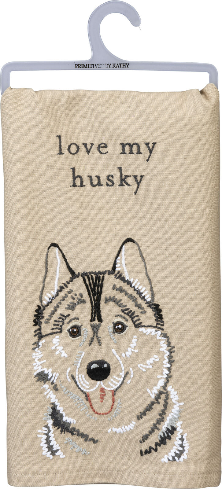 Primitives by Kathy Love My Husky Dish Towel, 26"