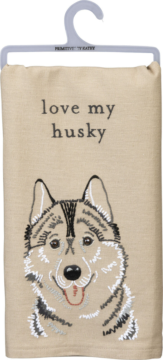 Primitives by Kathy Love My Husky Dish Towel, 26"