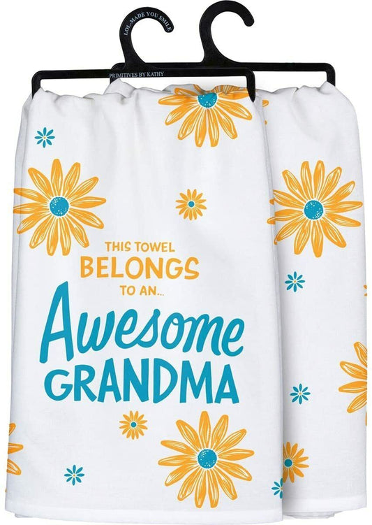 Primitives by Kathy Dish Towel - This Towel Belongs to an Awesome Grandma, 28"