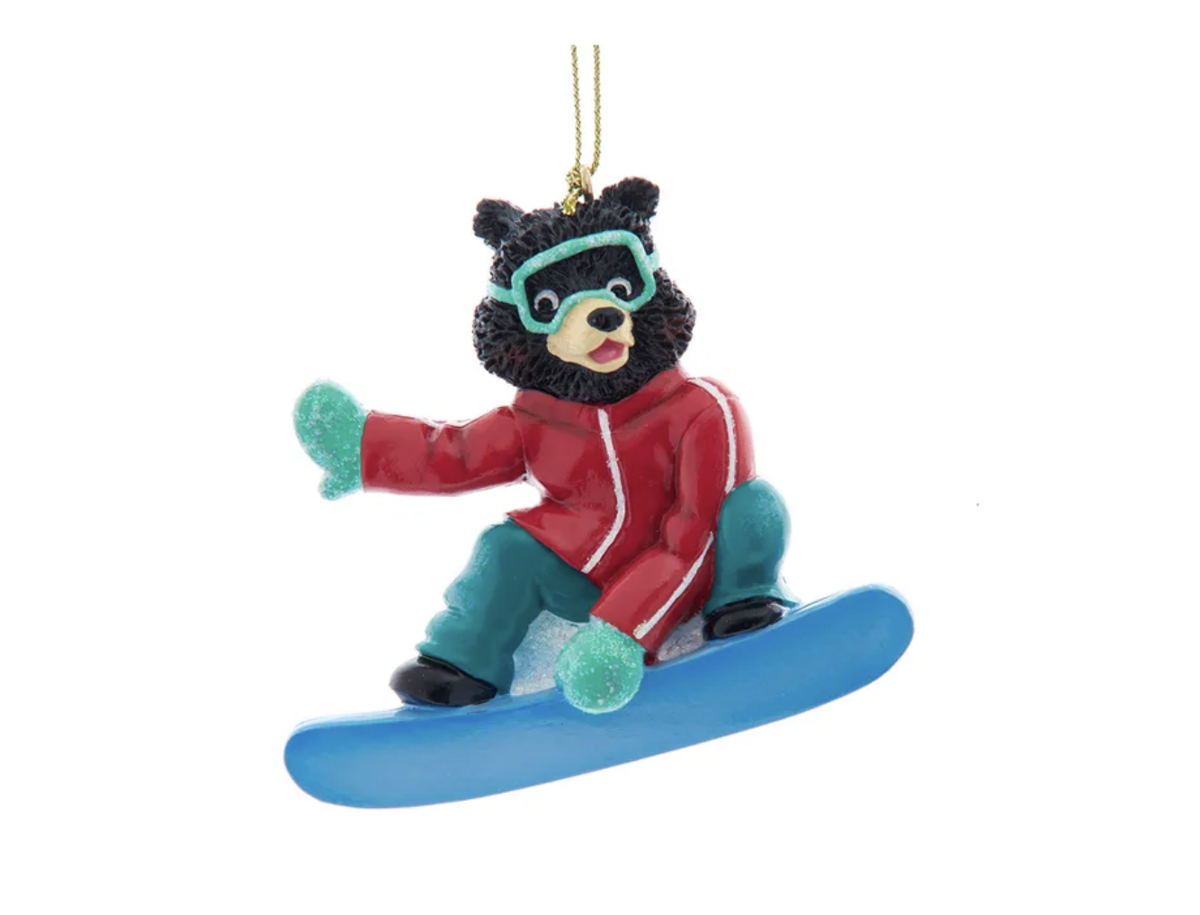 Kurt Adler Winter Bear on a Snowboard Christmas Tree Ornament - 3" Resin