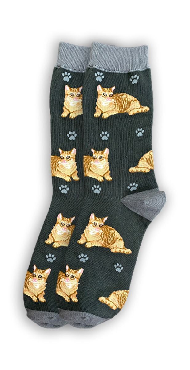 Happy Tails Orange Tabby Cat Lover Socks - One Size Fits Most