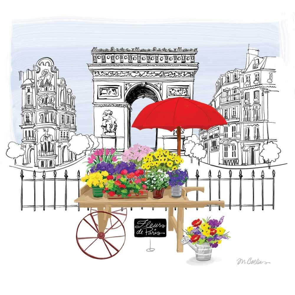 Paperproducts Design - Fleurs de Paris - Package of 20 Paper Cocktail Napkins