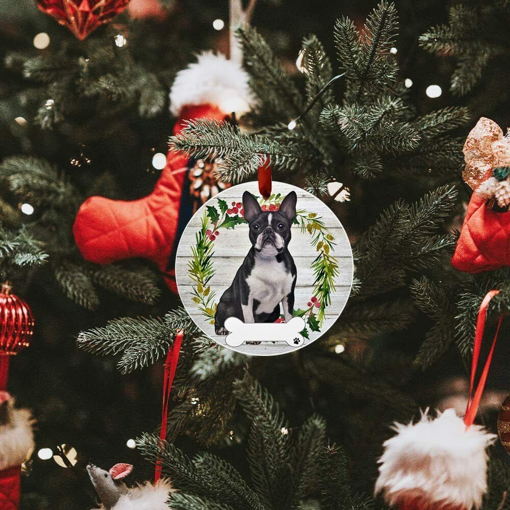 Boston Terrier Ornament - E&S Pets - DIY Personalizable, Ceramic Round Ornament