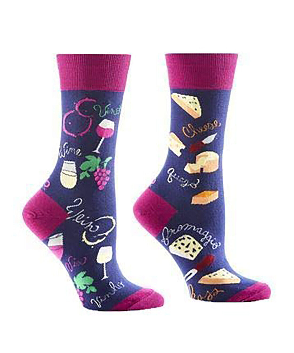 Yo Sox Wine & Cheese Women's Crew Socks