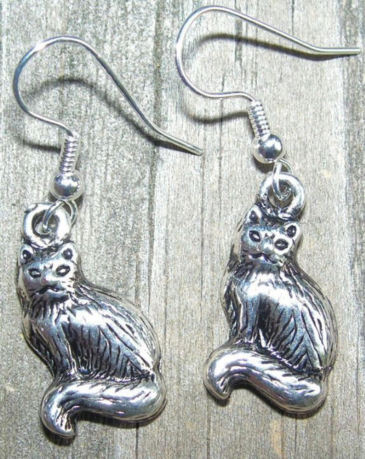 3-D Sitting Cat Earrings