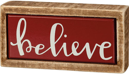 Primitives by Kathy 109410 Box Sign Mini - Believe, 4 x 2 x 1-inch