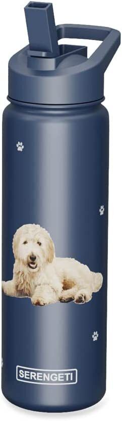 E&S Pets Stainless Steel Water Bottle 24 Oz., Spill Proof (Goldendoodle)