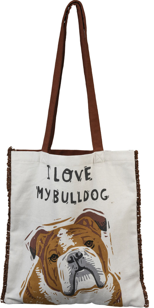 Primitives By Kathy Market Shopping Tote - I Love My Bulldog