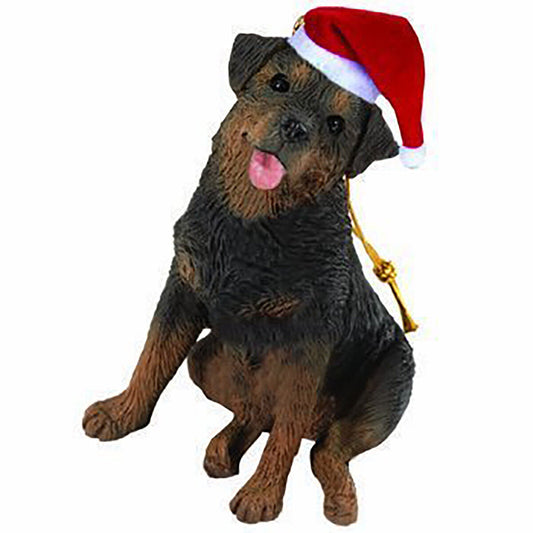 Sandicast Ornament - Rottweiler in Santa Hat