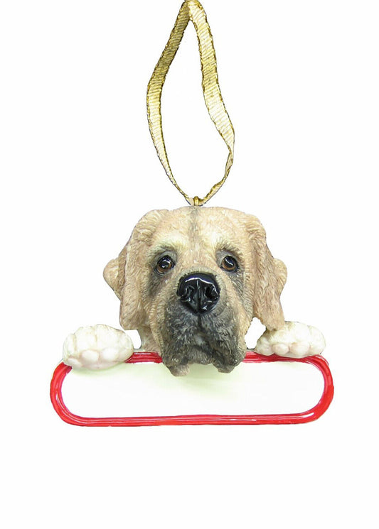 English Mastiff Ornament "Santa's Pals" With Personalizable Name Plate