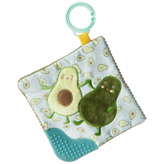 Mary Meyer Crinkle Teether Toy with Squeaker, 6 X 6", Yummy Avocado