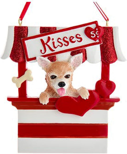 Kurt Adler Chihuahua Dog Kissing Booth Christmas Tree Ornament - 4" Resin