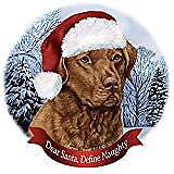 Holiday Pet Gifts Chesapeake Bay Retriever Red Dog Santa Hat Porcelain Ornament