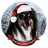 Holiday Pet Gifts Collie Tri Dog Santa Hat Porcelain Ornament
