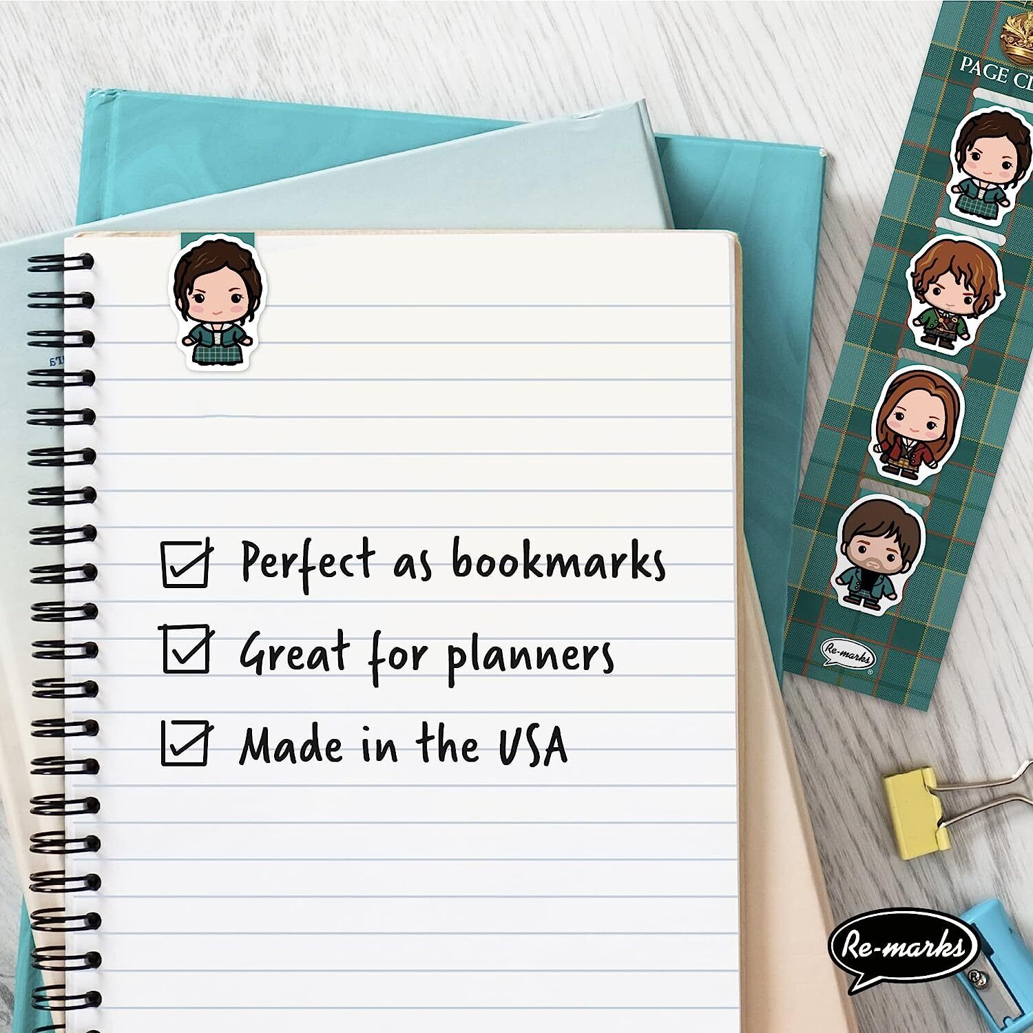 Re-marks “Outlander” Magnetic Bookmarks, 2 Packs of 4 Clips, 8 Clips Total
