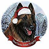 Holiday Pet Gifts Belgian Tervuren Mahogany Dog Santa Hat Porcelain Ornament
