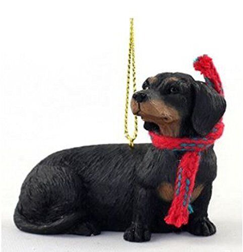 Dachshund (black tan) with Scarf Christmas Ornament (Large 3 inch version) Dog