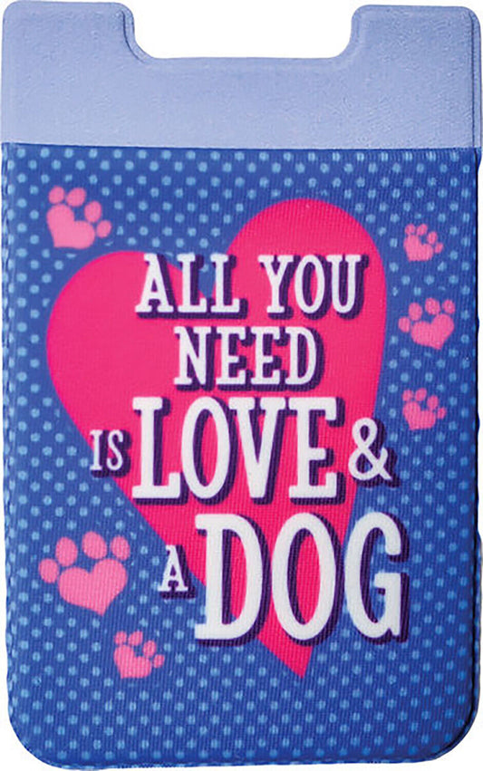 Spoontiques Cell Phone Wallet Stick-On Pouch for Cash and Cards - Love & A Dog