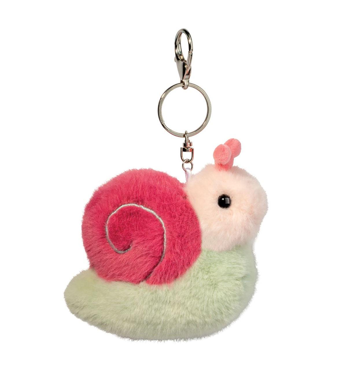 Douglas Toys Plush Stuffed Animal Backpack Bag Charm, Pink and Green Snail, 5"