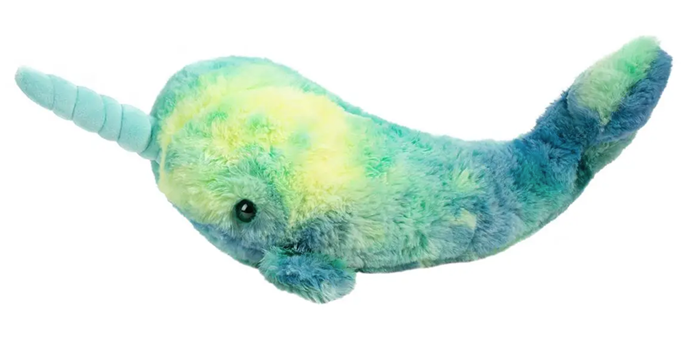 Douglas Toys Plush Stuffed Animal Toy Blue Teal Tye Die Ned Narwhal, 14"