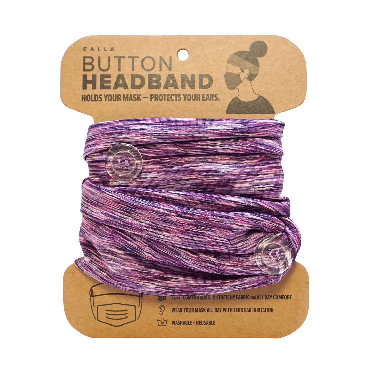 Calla Button Headband for Comfortable Wearing of Face Masks - Purple