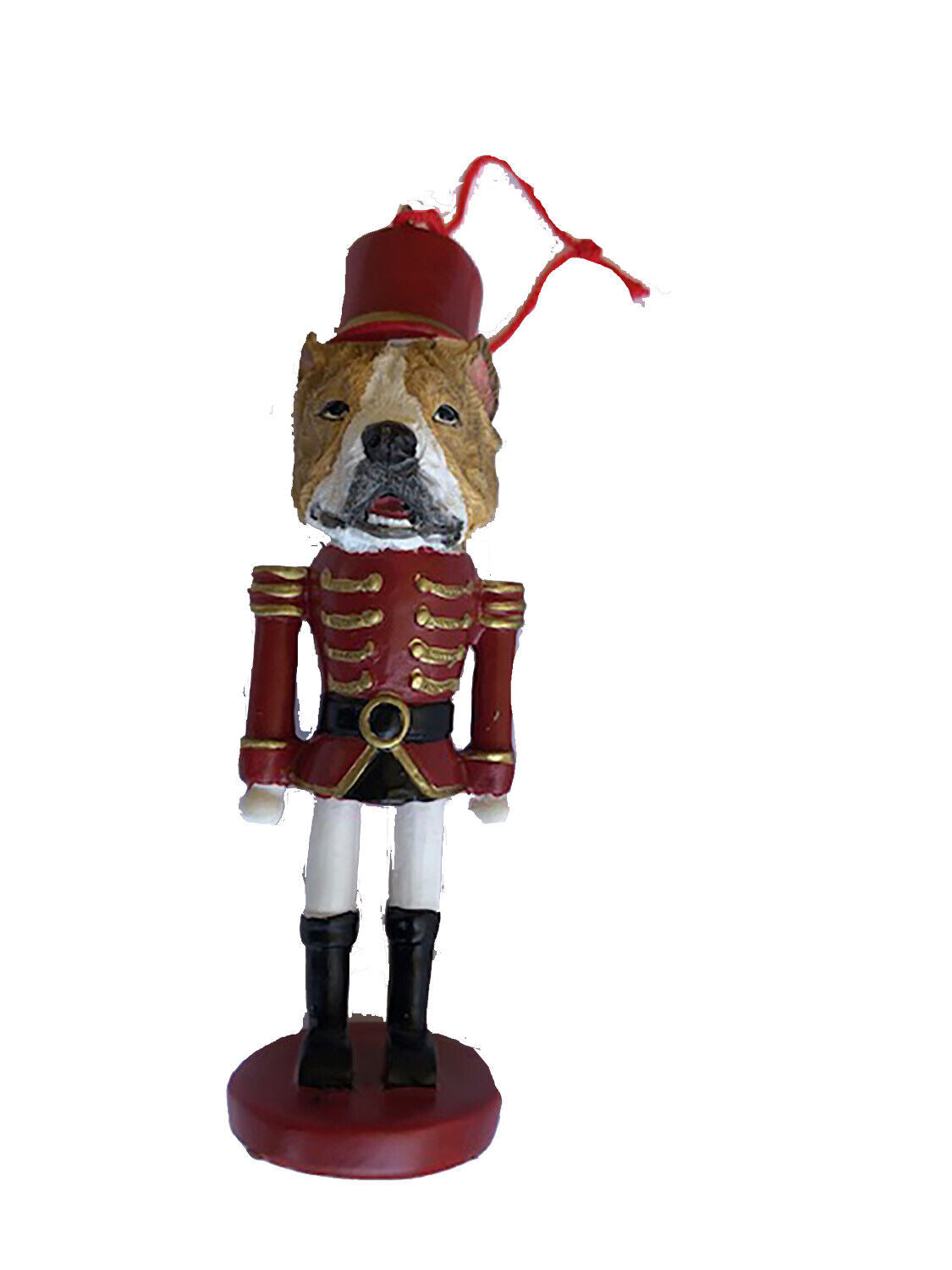 E&S Pets Personalized Dog Soldier Nutcracker Ornament - Pit Bull Brindle Cropped