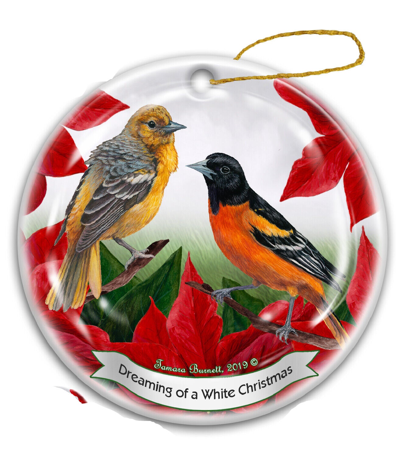 Holiday Pet Gifts Baltimore Oriole Bird Porcelain Christmas Ornament