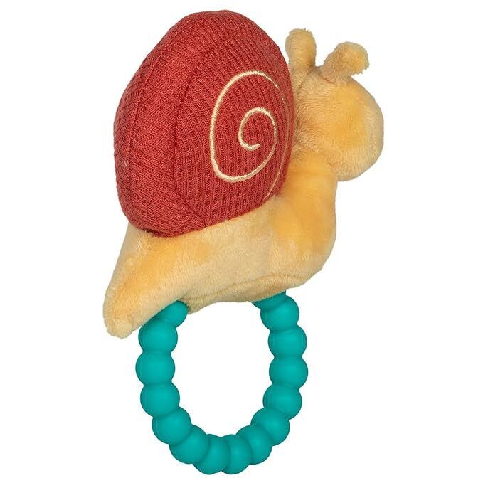 Mary Meyer Sweet Soothie Soft Baby Rattle with Teether Ring, 5", Skippy Snail