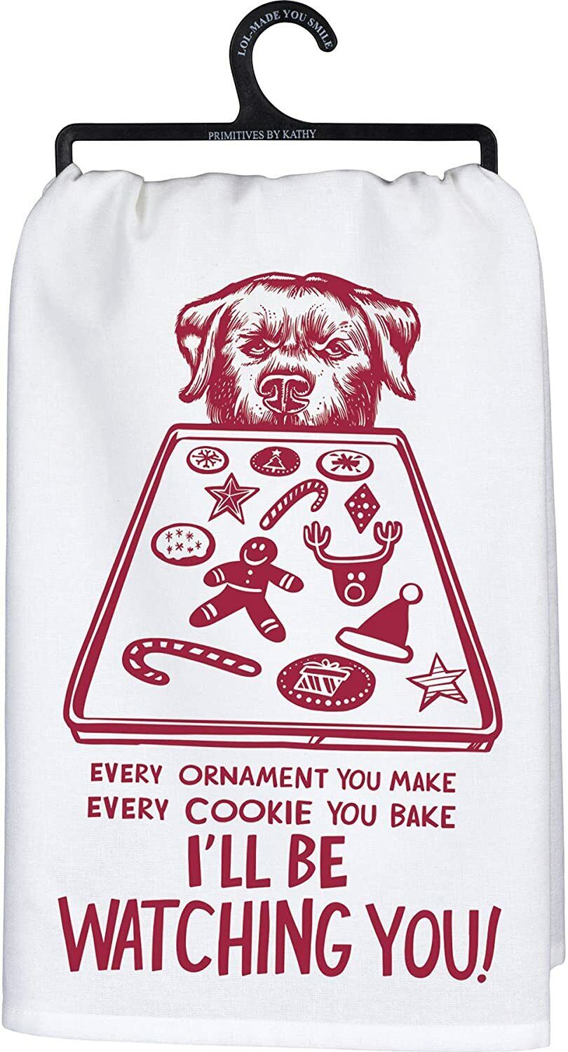 Primitives by Kathy I'll Be Watching You Cookies Kitchen Dish Towel, 28-inch