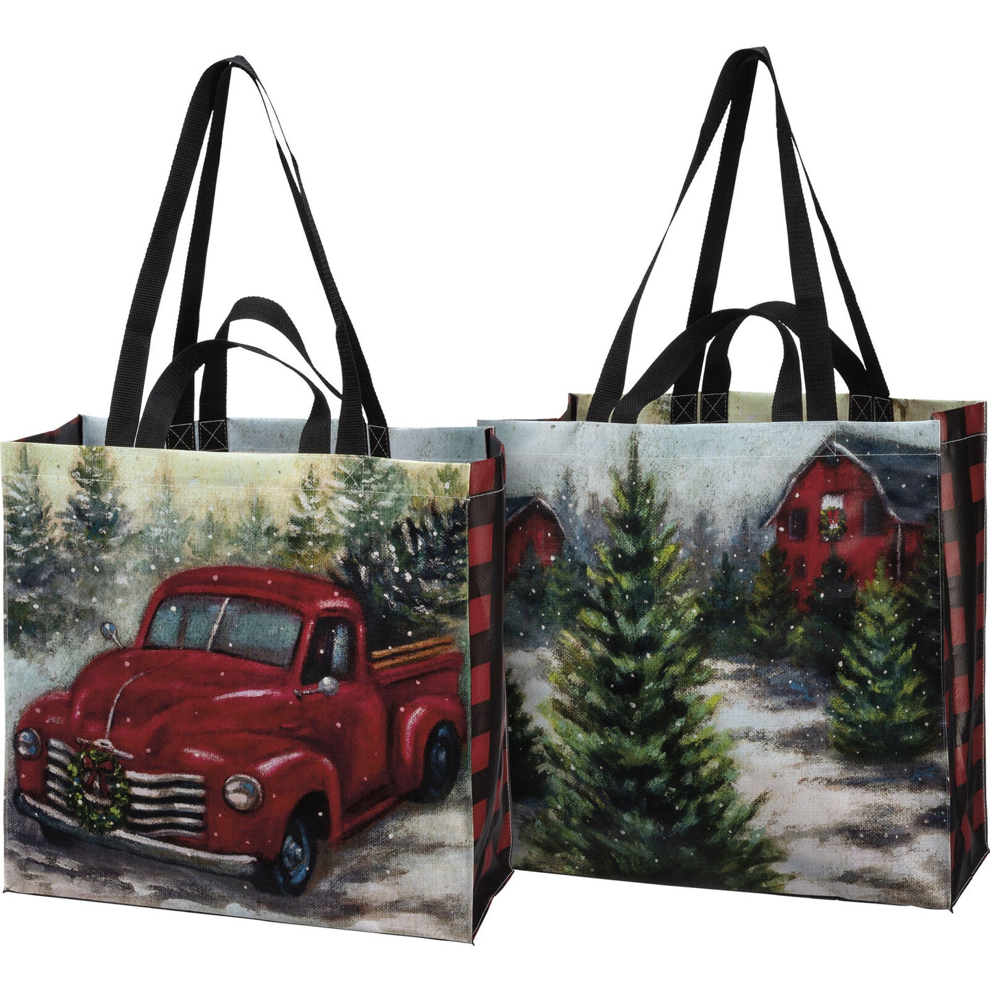 Primitives by Kathy Market Tote - Tree Farm with Red Truck, One Bag