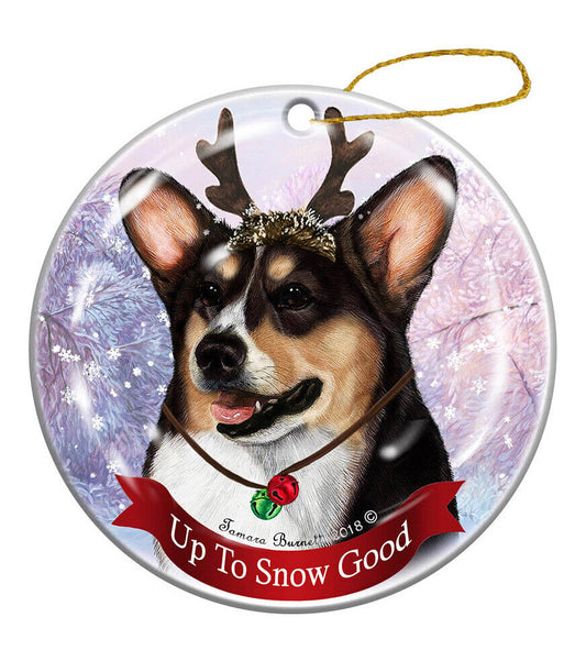 Holiday Pet Gifts Pembroke Corgi Tricolor Dog Porcelain Christmas Ornament