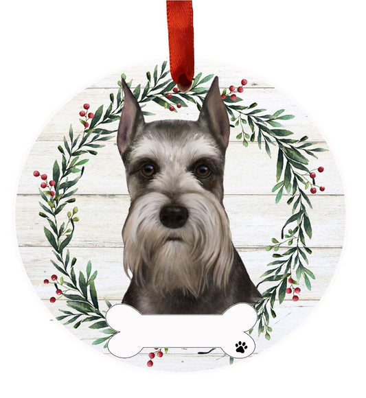 Schnauzer Ornament - E&S Pets, DIY Personalizable, Ceramic Round Ornament