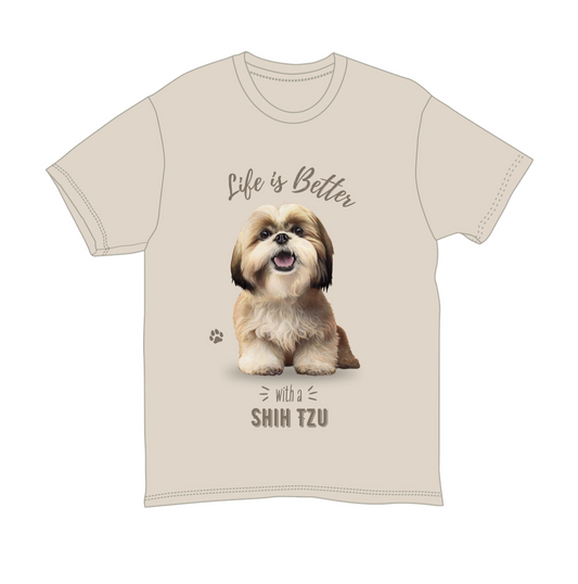 Tan Shih Tzu Unisex 100% Cotton T-Shirt - Super Soft & Comfortable, Large