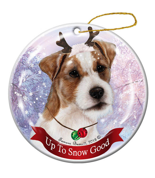 Holiday Pet Gifts Jack Russell Wirehair Brown/White Dog Porcelain Christmas