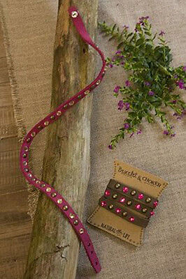 Natural Life Blue/Teal Crystal & Studded Red Leather Choker/Wrap Bracelet