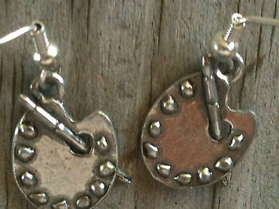 Painter's Palette 3D Silver Plated Lead Free Pewter Artist Earrings