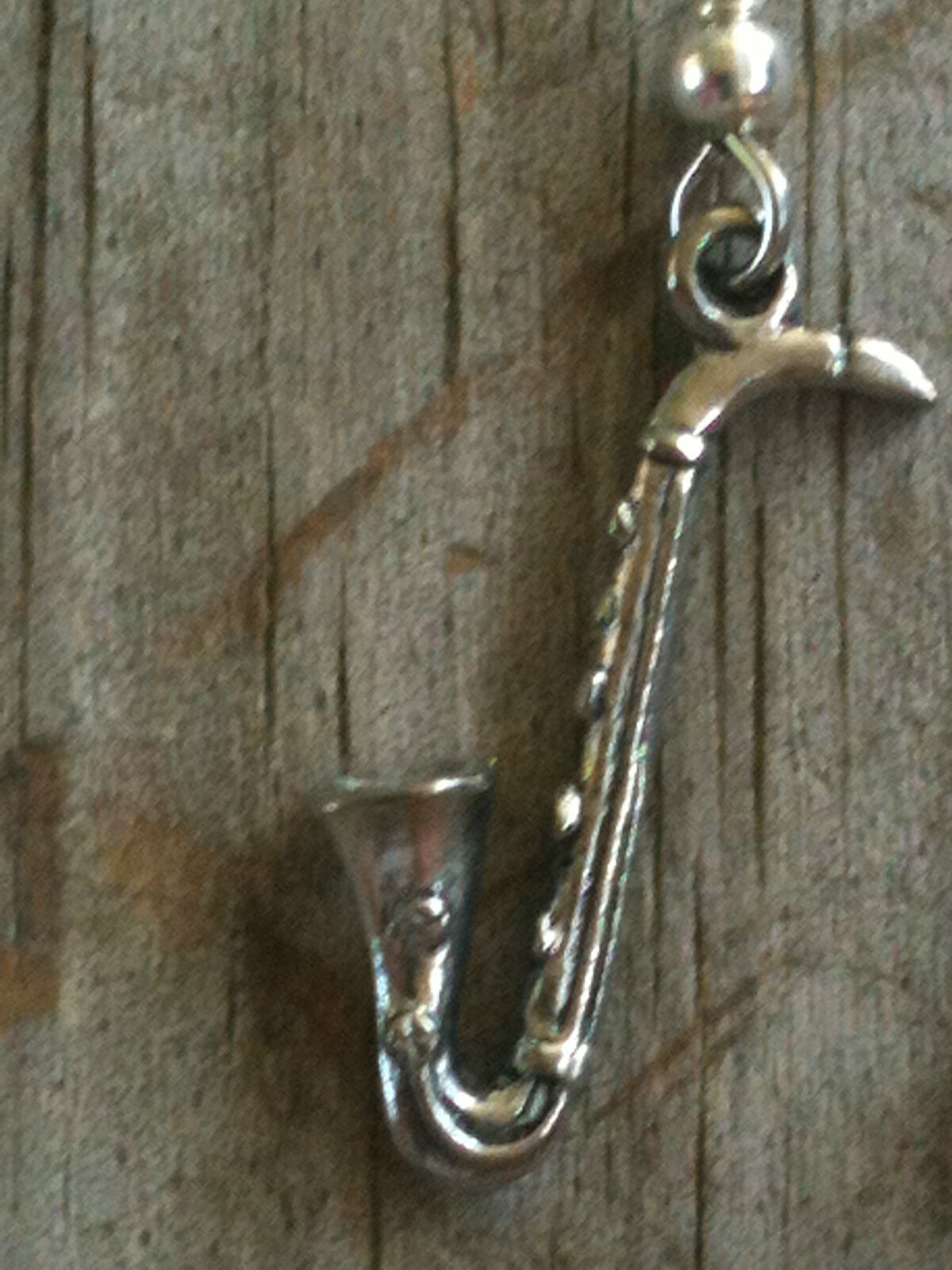 Saxophone 3D Silver Plated Lead Free Pewter Music Earrings