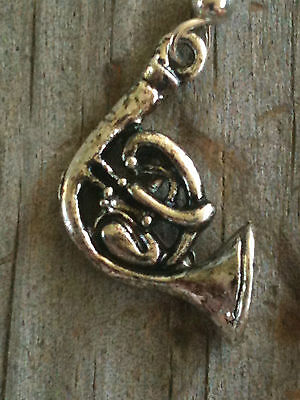 French Horn 3D Silver Plated Lead Free Pewter Music Earrings