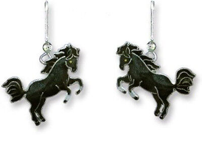 Black Horse Sterling Silver and Enamel Earrings by Zarah